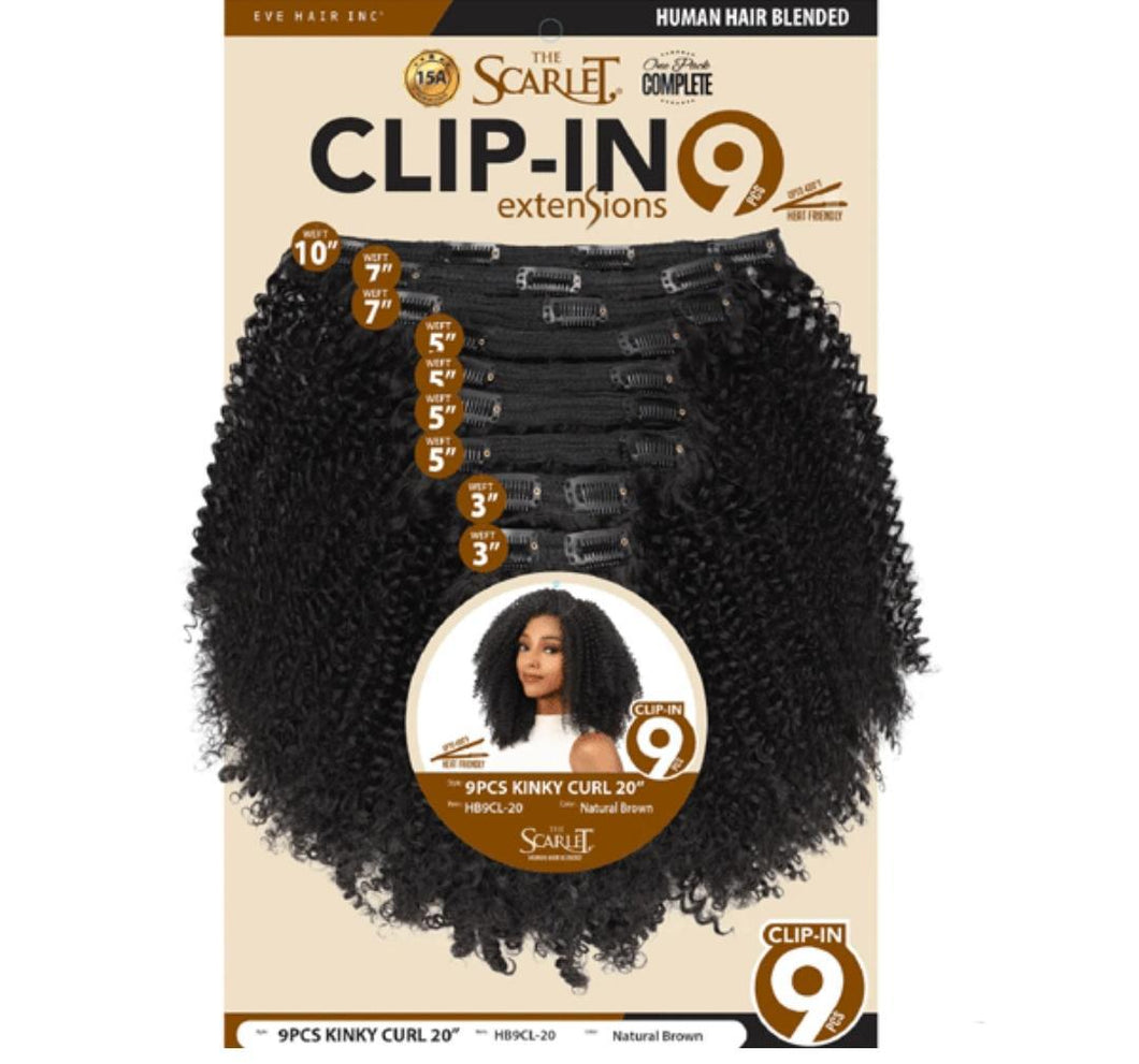 9pcs Kinky Curl Clip-In 20